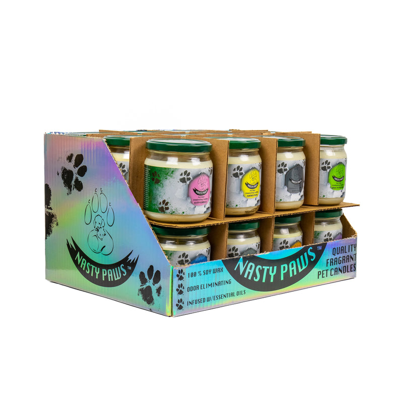 Nasty Paws® Pet Odor Eliminating Candles Display - 24 COUNT
