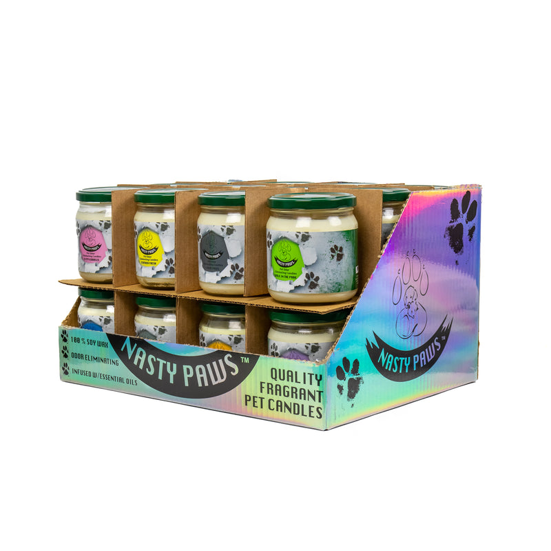 Nasty Paws® Pet Odor Eliminating Candles Display - 24 COUNT